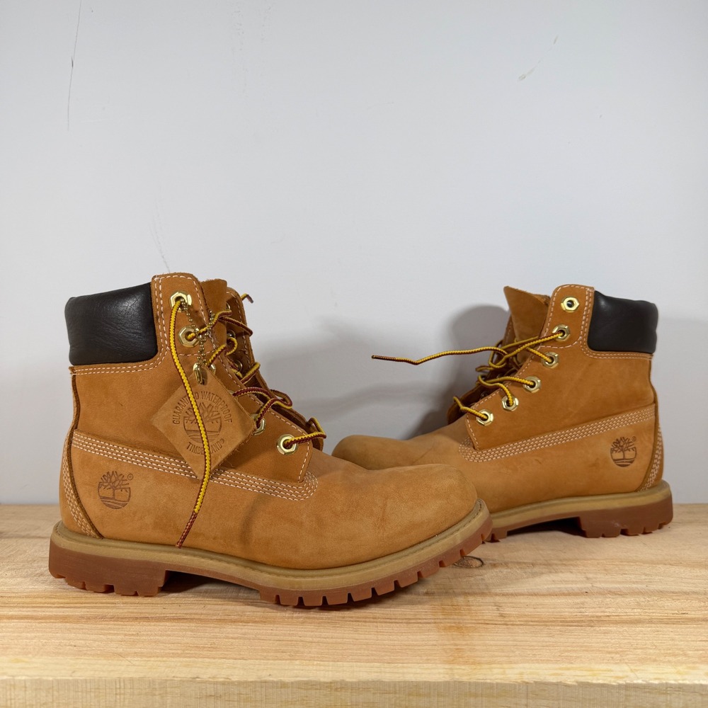 Timberland Boot Mens 7 Wheat Leather 6 Inch Premium Waterproof Workwear Hip Hop